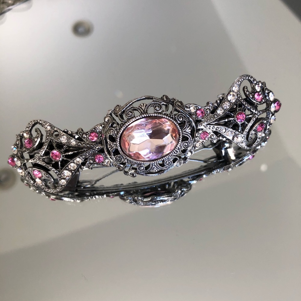 Vintage pink & rhinestone barrette